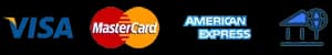 Visa, Mastercard, American Express y transferencia bancaria